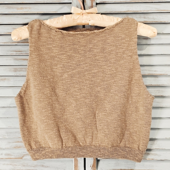 Commense Textured Sweater Tank Top XS Soft Girl Cozy Neutral Earthy Boho Style - Picture 2 of 8